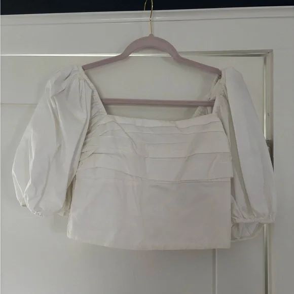 Abercrombie & Fitch White Puff Sleeve Top - Picture 4 of 7